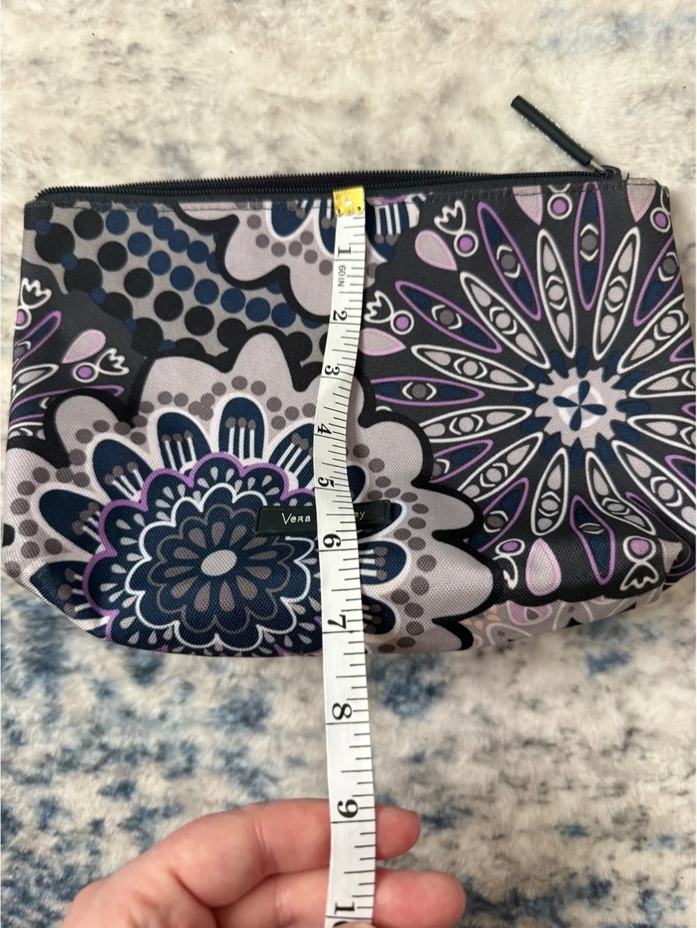Vera Bradley Mimosa Medallion Travel Makeup Toiletries Bag Zip Top Purple Grey